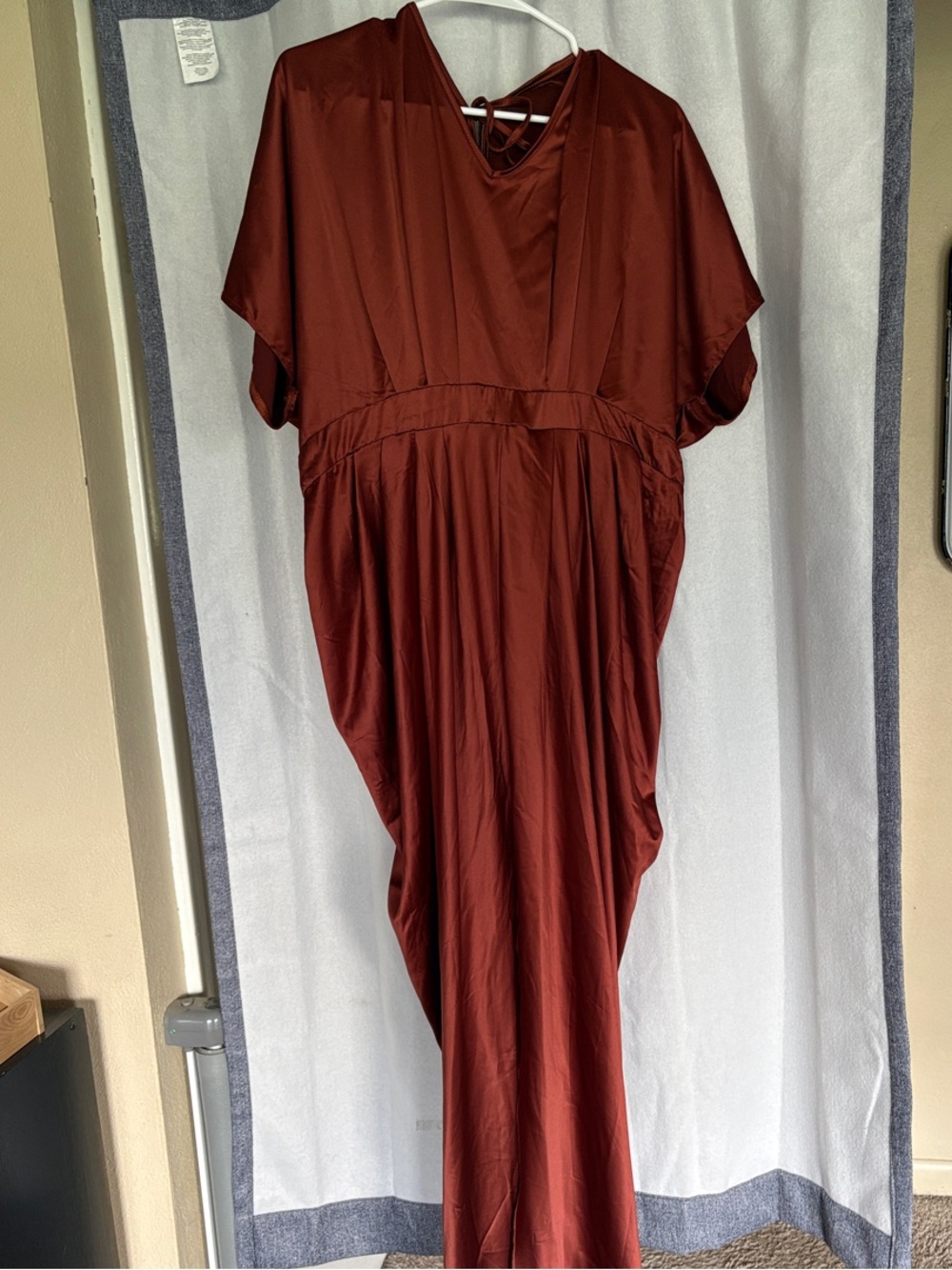Rust Red Women's V-Neck Maxi Dress